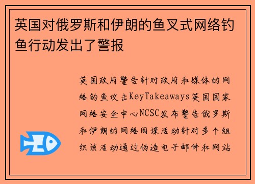 英国对俄罗斯和伊朗的鱼叉式网络钓鱼行动发出了警报 